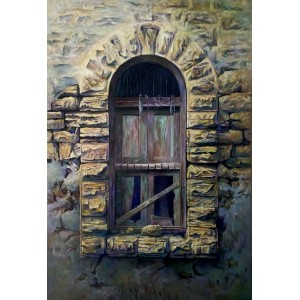 Hanif Shahzad, Old Window I , 32 x 48 Inch, Oil on Canvas,  Landscape Painting, AC-HNS-092